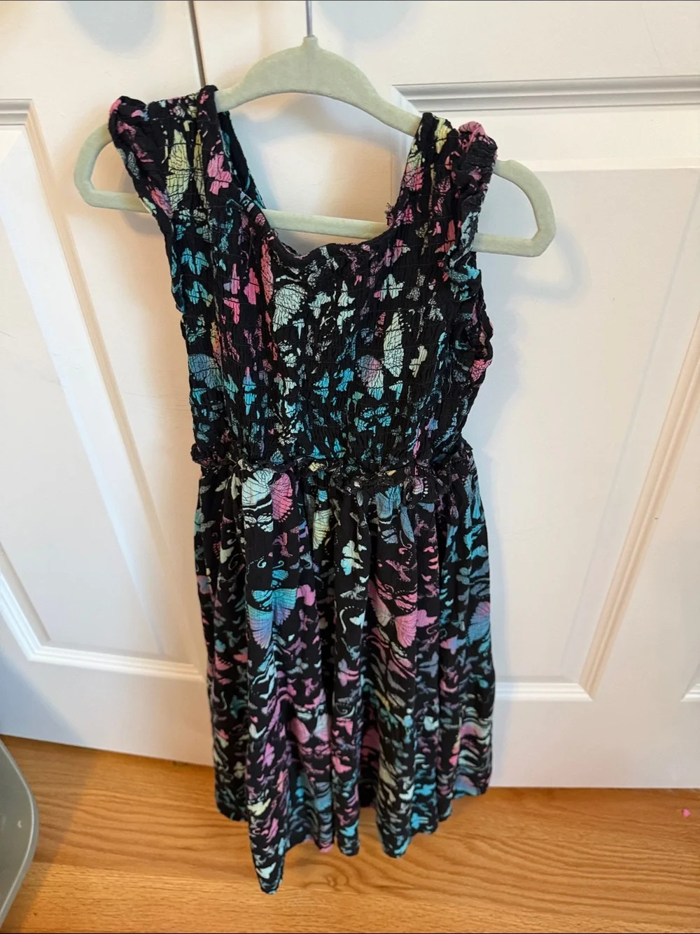 Justice Black Dress with Multicolor Butterfly Print